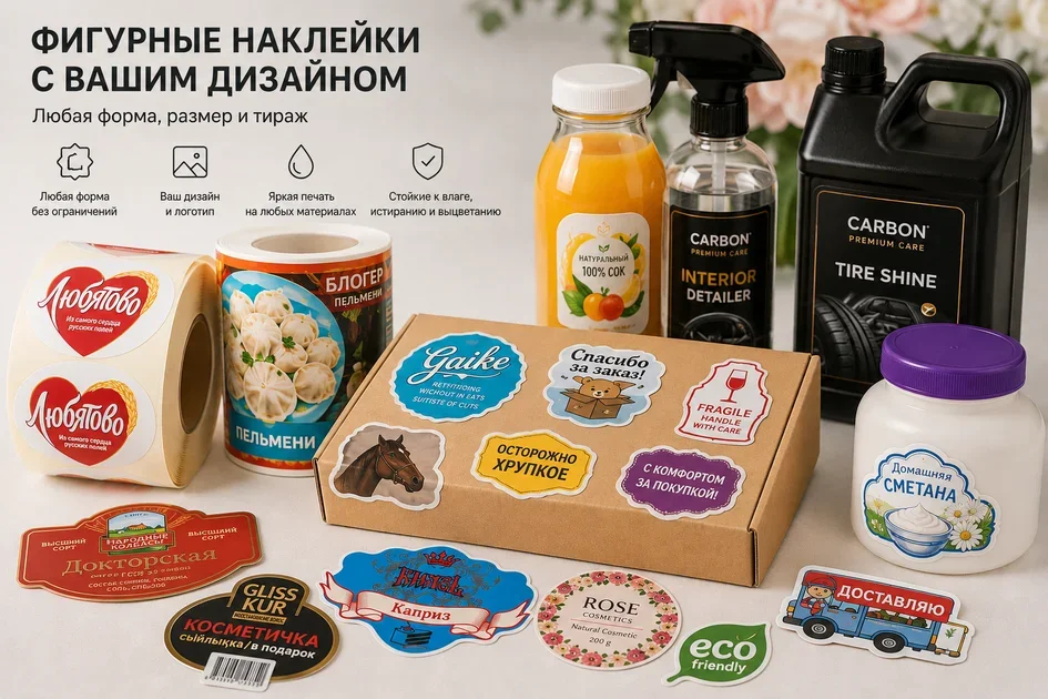 Фигурные наклейки и контурная высечка в Алматы и по Казахстану