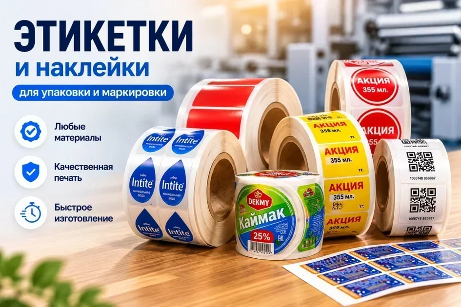 Печать рулонных этикеток и наклеек в Казахстане
