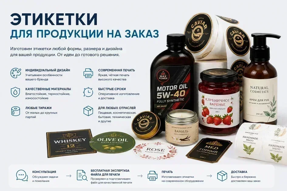 Этикетки для продукции на заказ в Алматы и по Казахстану